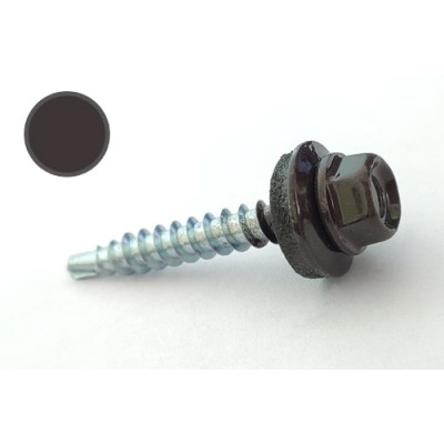 Саморіз покрівельний 4,8*35 DIN RAL 8019 по дереву (ящ. 1600шт) (колір - сіро-коричневий) APRO SDS48358019-C