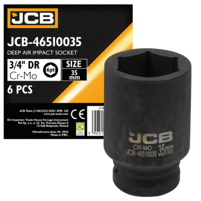Головка торцевая ударная глубокая 3/4" 35 мм (6-гранная) JCB Tools JCB-46510035