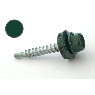 Саморіз покрівельний 4,8*35 DIN RAL 6005 по дереву (пач. 50шт) (колір - зелений мох) APRO SDS48356005