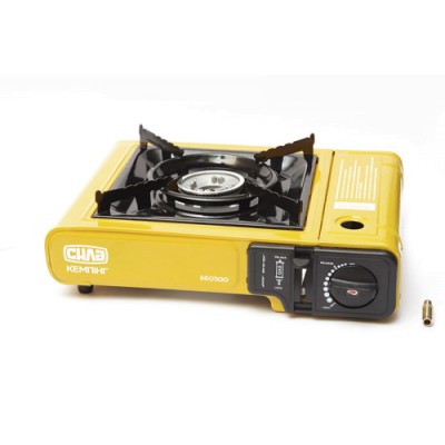 Портативна газова плита Сушеф одноконфоркова з п'єзопідпалом та перехідником СИЛА 960500