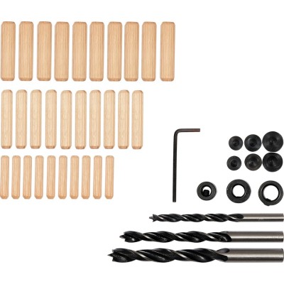 Засоби для кілкових сполучень по дереву Yato з діаметром 6, 8, 10 мм, набір 43 шт. 24080