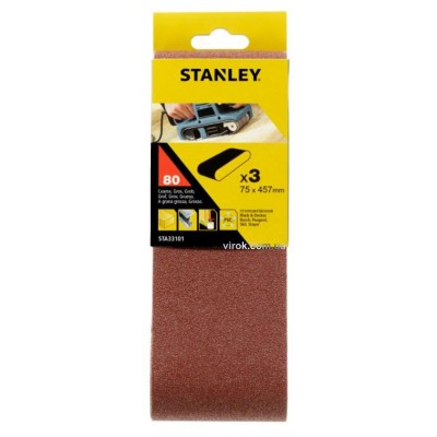 Лента шлифовальная STANLEY 75 x 457 мм P80 3 шт STA33101-XJ