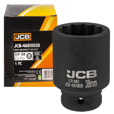 Головка торцевая глубокая ударная 3/4" 38 мм (12-гранная) JCB Tools JCB-46810038