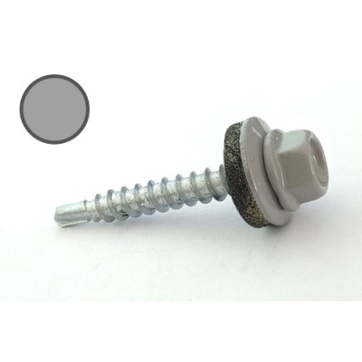 Саморіз покрівельний 4,8*35 DIN RAL 9006 по дереву (ящ. 1600шт) (колір - біло-алюмінієвий) APRO SDS48359006-C