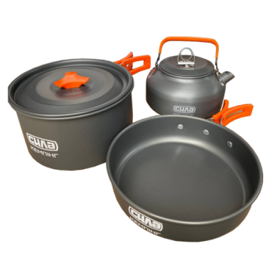 Набір туристичного посуду для походів (каструля + сковорода + чайник) СИЛА 960551