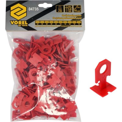 Кліпси для викладання керамічної плитки VOREL : 3 мм, t≤ 14 мм. 100 шт. 4735 Кліпси для викладання керамічної плитки VOREL : 3 мм, t≤ 14 мм. 100 шт. 4735