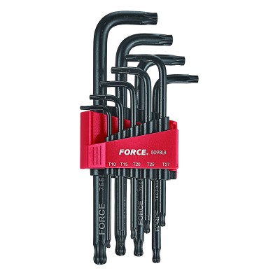 Набір ключів Torx Г-обр. з кулею довгих 9 пр. Т10-Т50 FORCE 5098LB Набір ключів Torx Г-обр. з кулею довгих 9 пр. Т10-Т50 FORCE 5098LB
