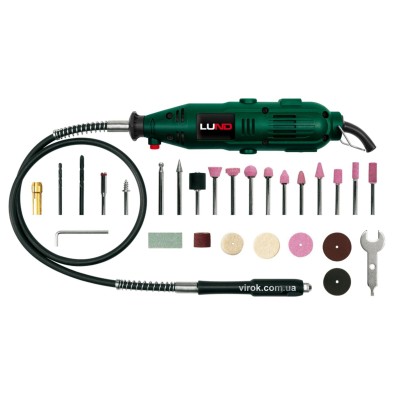 Шлифмашина прямая VOREL 135 Вт с гибким валом + 40 аксессуаров 79314