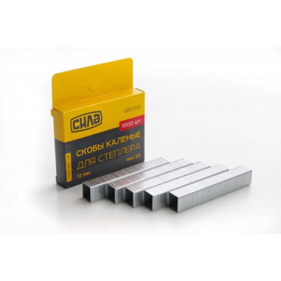Скобы для степлера 14*11,3*0,7mm, (каленые, квадратные) (1000шт) СИЛА 680105