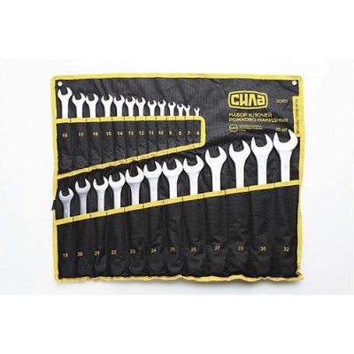 Набір ключів рожково-накидних в чохлі CrV 6-28, 30, 32мм (25шт) СИЛА 201151
