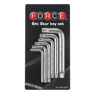 Набір ключів Torx Г-обр. з отвором 6 пр. Т40Н-Т60Н FORCE 5063T Набір ключів Torx Г-обр. з отвором 6 пр. Т40Н-Т60Н FORCE 5063T