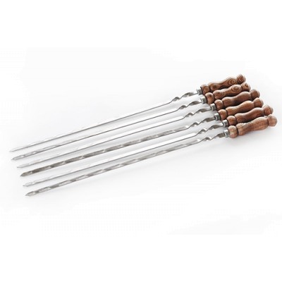 Шампур Premium с деревянной ручкой цвет-орех из нержавеющей стали, 730*12*3мм СИЛА 960208