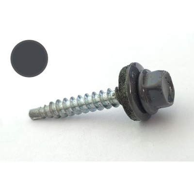 Саморіз покрівельний 4,8*35 DIN RAL 7024 по дереву (ящ. 1600шт) (колір-графітовий сірий) APRO SDS48357024-C