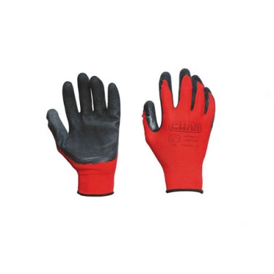 Рукавички зі спіненим латексним покриттям р10 (червоний+черний) СИЛА 481218