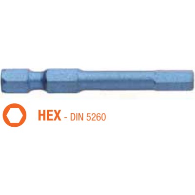 Насадка отверточная ударная BLUE SHOCK USH HEX 3 x TORSION 50 мм 5 шт UUSE0063471