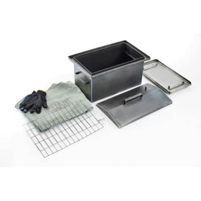 Коптильня с гидрозатвором толщина металла 2мм 510*310*320мм с чехлом и перчатками СИЛА 960003