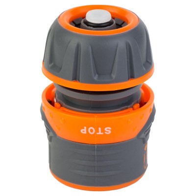 Коннектор 1/2" быстросъёмный для шланга 1/2" аквастоп с замком ABS+TPR FLORA 5015434