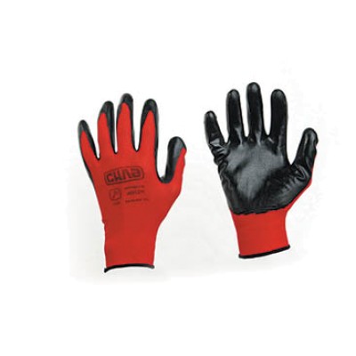 Рукавички з нітриловим покриттям р10 (червоний чорний манжет без підвісу/хедера) СИЛА 481212