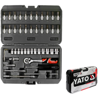 Набір насадок торцевих і викруткових Yato: квадрат 1/4", з приладдям. 46 елем. YT-14474