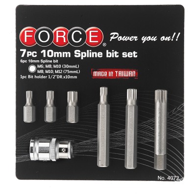 1/2" Набор бит Spline 10 мм 7 пр. на блистере М6-М12 FORCE 4072 1/2" Набор бит Spline 10 мм 7 пр. на блистере М6-М12 FORCE 4072