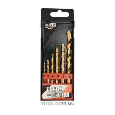 Набір свердел по металу Yato HSS-TiN 2-8 мм 6 шт YT-44673