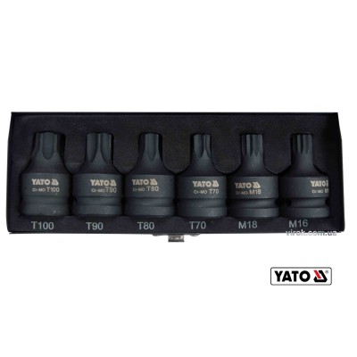 Набір викруткових ударних насадок TORX та SPLINE Yato 3/4" T70-100 M16 M18 6 шт YT-10653