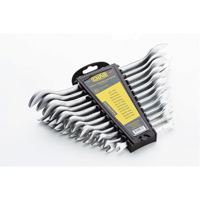 Набір ключів ріжкових CrV 6-23, 24x27, 25х28, 30х32мм (12шт) СИЛА 201237