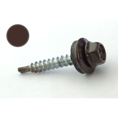 Саморіз покрівельний 4,8*35 DIN RAL 8017 по дереву (ящ. 1600шт) (колір - шоколадно-коричневий) APRO SDS48358017-C