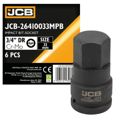 Головка-бита ударная HEX 3/4" 33 мм JCB Tools JCB-26410033MPB Головка-бита ударная HEX 3/4" 33 мм JCB Tools JCB-26410033MPB