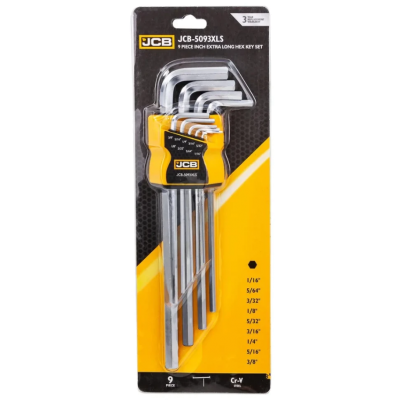 Haбіp Г-подіб. ключів подовжених HEX 9 од. JCB Tools JCB-5093XLS