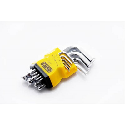 Набір шестигранників 1,5, 2, 2,5, 3, 4, 5, 6, 8, 10 коротких з кульовим наконечником CrV (9шт) СИЛА 202507