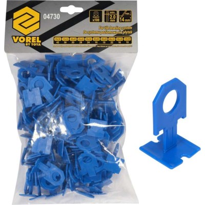 Кліпси для викладання керамічної плитки VOREL : 2 мм, t≤ 14 мм. 100 шт. 4730 Кліпси для викладання керамічної плитки VOREL : 2 мм, t≤ 14 мм. 100 шт. 4730