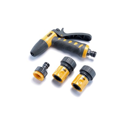 Набір: пістолет-розпилювач, конектори для шланга 3/4: 3/4 аквастоп, 3/4, адаптер 1/2+3/4 СИЛА 551287