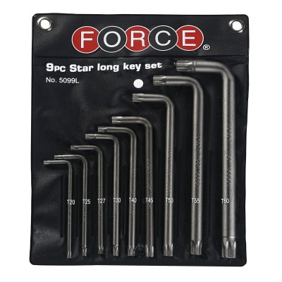 Набір ключів Torx Г-обр. довгих 9 пр. Т20-Т60 FORCE 5099L