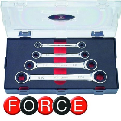 Набір ключів тріскаточних 4 пр. Е6 - Е24 FORCE K50411