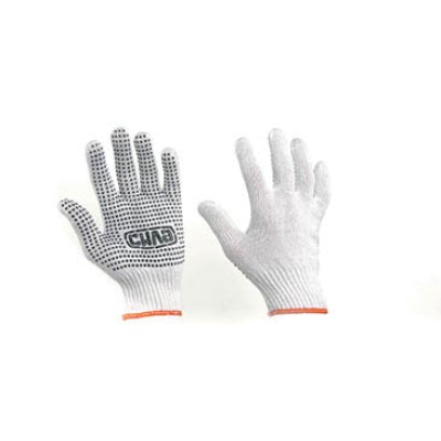 Рукавички Х/Б із ПВХ точкою р10 (білі+синій ПВХ економ) СИЛА 480102