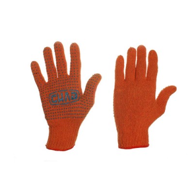Рукавички нейлонові оранжеві з дрібною синьою ПВХ точкою Майстер СИЛА 480109
