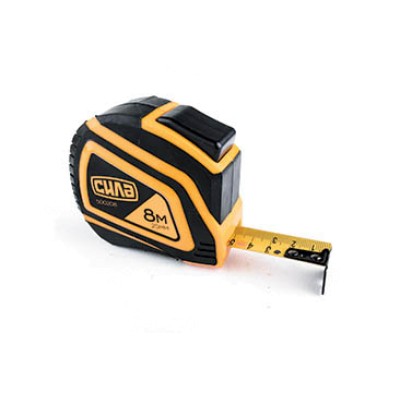 Рулетка гумова з автостопом 8м*25мм СИЛА 500208