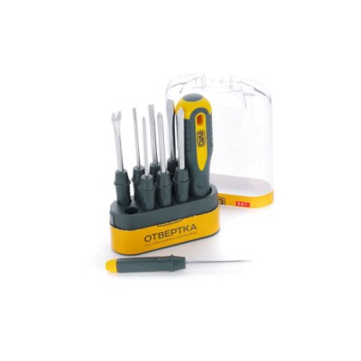 Викрутка зі змінними стрижнями CrV 9 в 1 (пластиковий кейс) СИЛА 302023