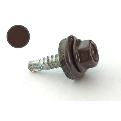 Саморіз покрівельний 4,8*19 DIN RAL 8017 по металу (ящ. 2400шт) (колір - шоколадно-коричневий) APRO 9R648198017-C