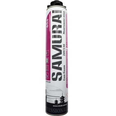 Піна пістолетна SAMURAI Premium Gun Foam 65, 805ml UKR 20V130 Піна пістолетна SAMURAI Premium Gun Foam 65, 805ml UKR 20V130