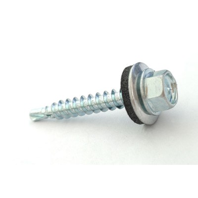 Саморіз покрівельний 4,8*35 DIN ЦБ по дереву (пач. 50шт) цинк білий APRO SDS4835ZN