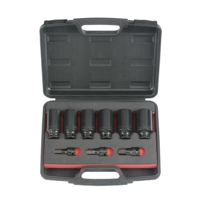 1/2" Набор головок 12-гр. глубоких ударных и бит 9 пр. FORCE 40912 1/2" Набор головок 12-гр. глубоких ударных и бит 9 пр. FORCE 40912