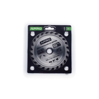 Диск пильний по дереву 125х22.2х24Т APRO 830101