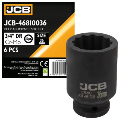 Головка торцевая глубокая ударная 3/4" 36 мм (12-гранная) JCB Tools JCB-46810036