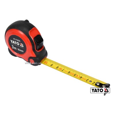 Рулетка Yato 3 м x 16 мм зі сталевою стрічкою та нейлоновим покриттям та подвійним блокуванням YT-71075