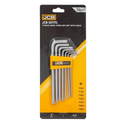 Haбіp Г-подіб. ключів подовжених з отвором TORX 7 од. (T10H-T40H) JCB Tools JCB-5071TL