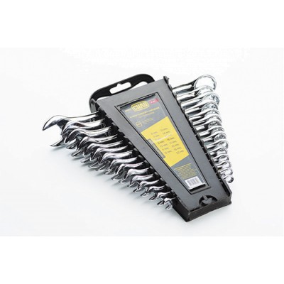 Набір ключів ріжково - накидних полірованих CrV 6, 7, 8, 9, 10, 11, 12, 13, 14, 15, 16, 17, 18, 19, 22 (15шт) СИЛА 201085