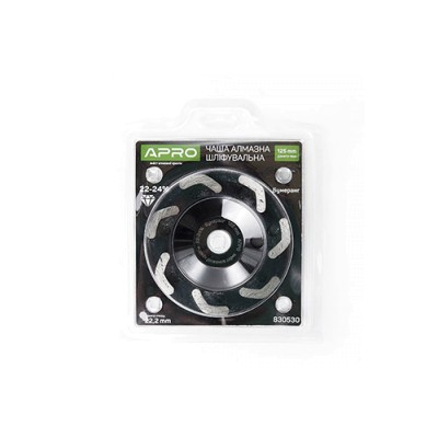 Чаша алмазная шлифовальная 125 мм 22-24% Бумеранг APRO 830530