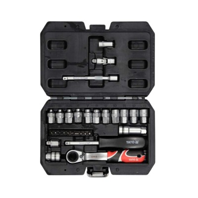 Набір головок торцевих наскрізних SPLINE Yato: квадрат 1/4", М4.5- М13 з обладунками YT-38650